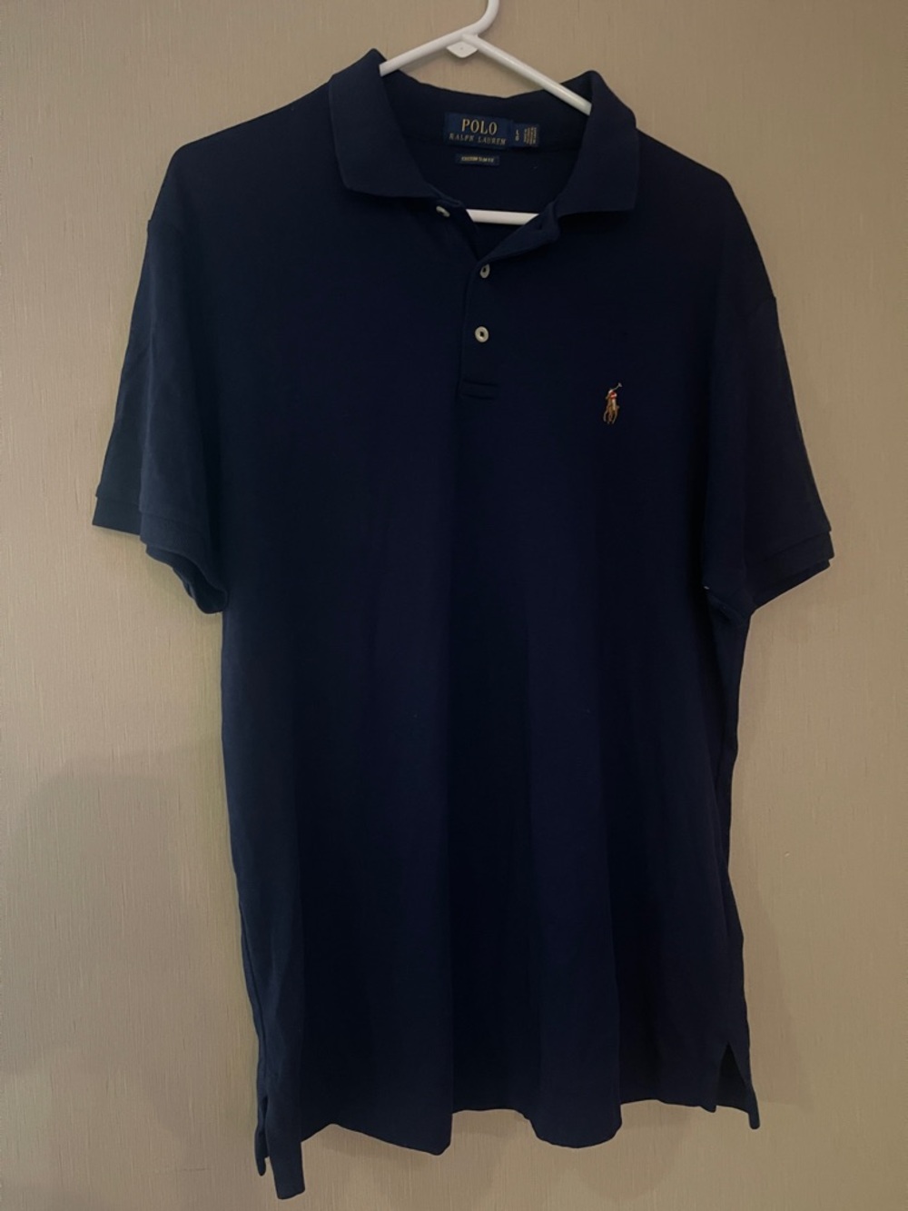 Polo Ralph Lauren large Navy Polo custom slim fit with Embroidered Pony